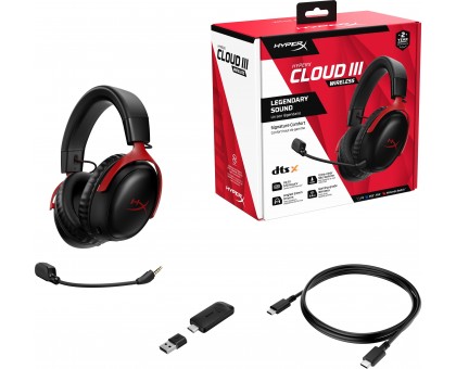 Гарнітура ігрова HyperX Cloud III, WL/USB-A/USB-C, чорно-червоний Гарнітура ігрова HyperX Cloud III, WL/USB-A/USB-C, чорно-червоний