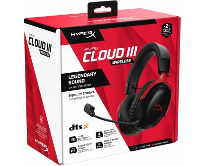 Гарнітура ігрова HyperX Cloud III, WL/USB-A/USB-C, чорно-червоний Гарнітура ігрова HyperX Cloud III, WL/USB-A/USB-C, чорно-червоний