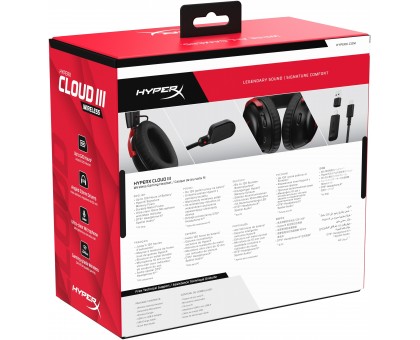 Гарнітура ігрова HyperX Cloud III, WL/USB-A/USB-C, чорно-червоний Гарнітура ігрова HyperX Cloud III, WL/USB-A/USB-C, чорно-червоний