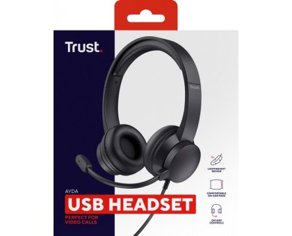 Гарнітура Trust Ayda, USB-A, чорний Гарнітура Trust Ayda, USB-A, чорний