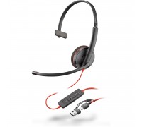 Гарнитура компьютерная моно On-ear Poly Blackwire 3210, USB-A, USB-C, всенаправленный, черный