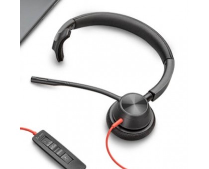 Гарнітура комп'ютерна моно On-ear Poly Blackwire 3310-M, USB-A, USB-C, всеспрямований, Microsoft Teams, чорний Гарнітура комп'ютерна моно On-ear Poly Blackwire 3310-M, USB-A, USB-C, всеспрямований, Microsoft Teams, чорний