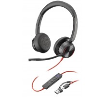 Гарнитура компьютерная стерео On-ear Poly Blackwire 8225-M, USB-A, USB-C, всенаправленный, ANC, Acoustic Fence, Microsoft Teams, черный