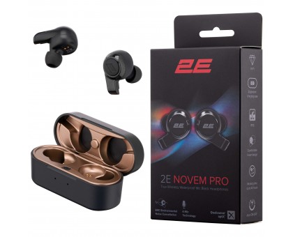 Наушники 2E Novem Pro True Wireless, 4 Mic, Waterproof, Black Наушники 2E Novem Pro True Wireless, 4 Mic, Waterproof, Black