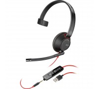 Гарнитура компьютерная моно On-ear Poly Blackwire 5210, USB-A, USB-C, 3.5мм, всенаправленный, черный