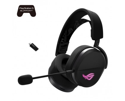 Гарнитура игровая ASUS ROG Pelta, USB-A/BT/WL, RGB, 1.8м, чёрный Гарнитура игровая ASUS ROG Pelta, USB-A/BT/WL, RGB, 1.8м, чёрный