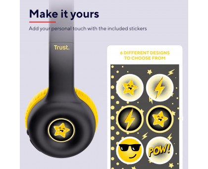 Навушники On-ear Trust Nouna Kids, Wireless, Mic, Чорний Навушники On-ear Trust Nouna Kids, Wireless, Mic, Чорний
