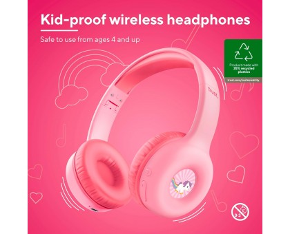 Наушники On-ear Trust Nouna Kids, Wireless, Mic, Розовый Наушники On-ear Trust Nouna Kids, Wireless, Mic, Розовый