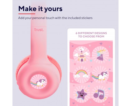 Наушники On-ear Trust Nouna Kids, Wireless, Mic, Розовый Наушники On-ear Trust Nouna Kids, Wireless, Mic, Розовый