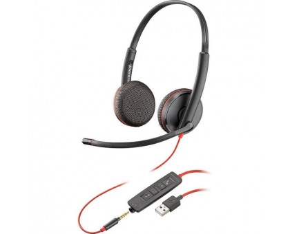 Гарнітура комп'ютерна стерео On-ear Poly Blackwire 3225 HS, USB-A, 3.5 мм, всеспрямований, чорний Гарнітура комп'ютерна стерео On-ear Poly Blackwire 3225 HS, USB-A, 3.5 мм, всеспрямований, чорний
