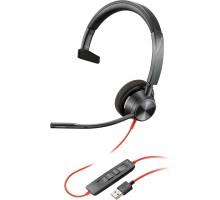 Гарнитура компьютерная моно On-ear Poly Blackwire 3310, USB-A, всенаправленный, чёрный