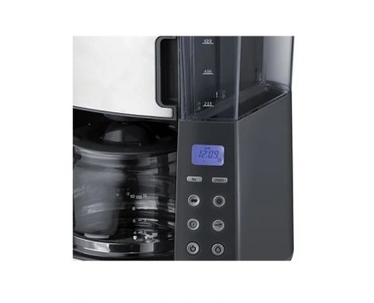 Кофеварка Russell Hobbs капельная Grind and Brew, 1.25л, молотый, LED-дисплей, черно-металл Кофеварка Russell Hobbs капельная Grind and Brew, 1.25л, молотый, LED-дисплей, черно-металл
