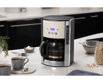 Кавоварка Russell Hobbs крапельна Luna Stone, 1.5л, мелена, LED-дисплей, підігрів чашок, чорно-сріблястий Кавоварка Russell Hobbs крапельна Luna Stone, 1.5л, мелена, LED-дисплей, підігрів чашок, чорно-сріблястий