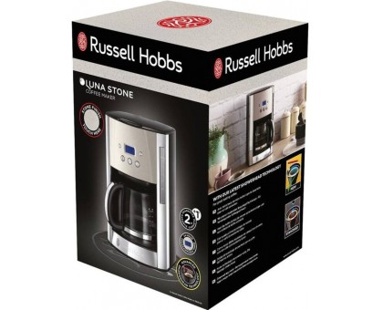 Кавоварка Russell Hobbs крапельна Luna Stone, 1.5л, мелена, LED-дисплей, підігрів чашок, чорно-сріблястий Кавоварка Russell Hobbs крапельна Luna Stone, 1.5л, мелена, LED-дисплей, підігрів чашок, чорно-сріблястий