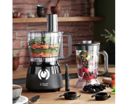 Кухонная машина Russell Hobbs Matte Black 600Вт, чаша-пластик, корпус-пластик, насадок-9, черный Кухонная машина Russell Hobbs Matte Black 600Вт, чаша-пластик, корпус-пластик, насадок-9, черный