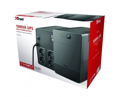 ИБП Trust Paxxon 1000VA UPS with 4 standard wall power outlets BLACK ИБП Trust Paxxon 1000VA UPS with 4 standard wall power outlets BLACK