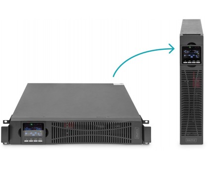 Источник бесперебойного питания DIGITUS OnLine, 1000VA/1000W, LCD, 8xC13, RJ45, RS232, USB, Rack/Tower