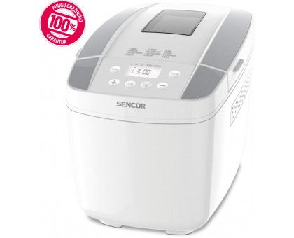Хлебопечка Sencor 800Вт, программ-12, макс.вес -1.2кг, форма прямоугольник, пластик, белый Хлебопечка Sencor 800Вт, программ-12, макс.вес -1.2кг, форма прямоугольник, пластик, белый