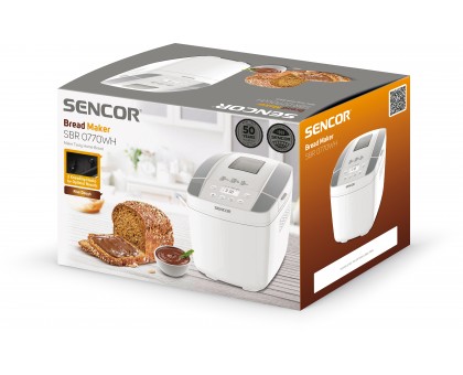 Хлебопечка Sencor 800Вт, программ-12, макс.вес -1.2кг, форма прямоугольник, пластик, белый Хлебопечка Sencor 800Вт, программ-12, макс.вес -1.2кг, форма прямоугольник, пластик, белый