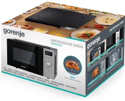Микроволновая печь Gorenje, 20л, электр. управл., 800Вт, гриль, дисплей, 11 программ, нерж Микроволновая печь Gorenje, 20л, электр. управл., 800Вт, гриль, дисплей, 11 программ, нерж