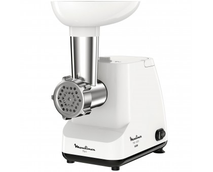 М'ясорубка Moulinex, 1400Вт, 1.7кг/хв, 2 решітки, насадка для ковбас, пластик, білий М'ясорубка Moulinex, 1400Вт, 1.7кг/хв, 2 решітки, насадка для ковбас, пластик, білий