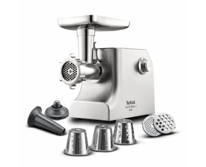 М'ясорубка Tefal HV10 8in1, 2200Вт, 5.5кг/хв, 3 решітки, насадка для ковбас, кеббе, 3 терки, метал