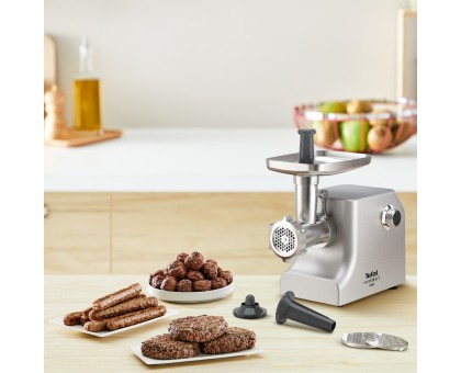 М'ясорубка Tefal HV10 8in1, 2200Вт, 5.5кг/хв, 3 решітки, насадка для ковбас, кеббе, 3 терки, метал