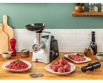 Мясорубка Tefal HV1 7in1, 1400Вт, 1.7кг/мин, 2 решетки, насадка для колбас, томатов, 3 терки, пластик, черный