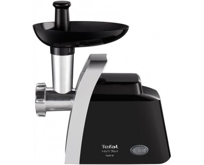 Мясорубка Tefal HV1 7in1, 1400Вт, 1.7кг/мин, 2 решетки, насадка для колбас, томатов, 3 терки, пластик, черный