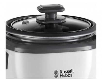 Рисоварка Russell Hobbs Medium, 300Вт, чаша-1.4л, механическое управл., съемная крышка, нерж. сталь, черно-белый