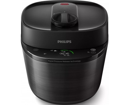 Мультиварка-скороварка Philips All-in-One Cooker, 1000Вт, чаша-5л, электронное управл., пластик, черный Мультиварка-скороварка Philips All-in-One Cooker, 1000Вт, чаша-5л, электронное управл., пластик, черный