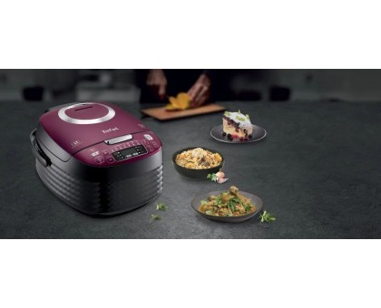 Мультиварка Tefal Spherical, 750Вт, чаша-4л, электронное управл., пластик, черно-бордовый Мультиварка Tefal Spherical, 750Вт, чаша-4л, электронное управл., пластик, черно-бордовый