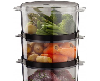 Пароварка Russell Hobbs Kitchen Collection 400Вт, чаша-2.3/3.3л, резервуар для воды -0.5л, механическое управл., 3 яруса, пластик, черный Пароварка Russell Hobbs Kitchen Collection 400Вт, чаша-2.3/3.3л, резервуар для воды -0.5л, механическое управл., 3 яруса, пластик, черный