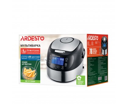 Мультиварка Ardesto, 860Вт, чаша-5л, электр. управление, корзина для фритюра,  металл/пластик, серебристый