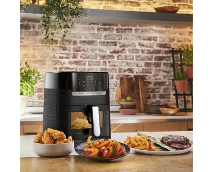 Мультипечь Tefal Easy Fry&Grill Vision Window, 1550Вт, чаша-4.2л, сенсорное управл., с окошком, пластик, черный