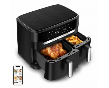 Мультипечь Tefal Dual Easy Fry XXL, 2700Вт, чаша-6.5+4.5л, сенсорное управл., 2 чаши, гриль, пластик, черный