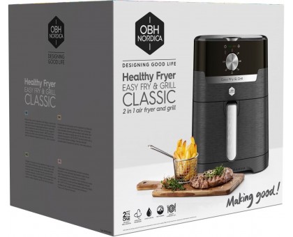 Мультипіч OBH Nordica EasyFry&Grill, 1550Вт, чаша-4.2л, механічне керув., від 40°C до 200°C, пластик, чорний
