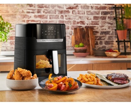 Мультипіч Moulinex Easy Fry&Grill Window, 1550Вт, чаша-4.2л, сенсорне керув., 8 програм, з віконцем, пластик, чорний
