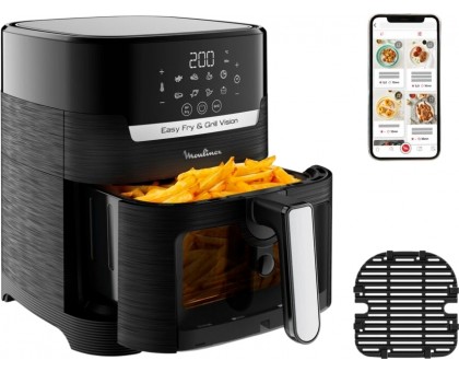 Мультипіч Moulinex Easy Fry&Grill Window, 1550Вт, чаша-4.2л, сенсорне керув., 8 програм, з віконцем, пластик, чорний