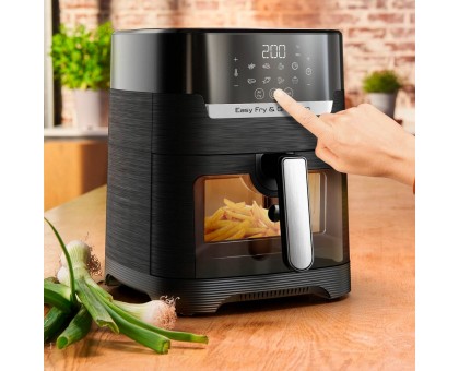 Мультипіч Moulinex Easy Fry&Grill Window, 1550Вт, чаша-4.2л, сенсорне керув., 8 програм, з віконцем, пластик, чорний