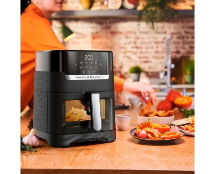 Мультипіч Moulinex Easy Fry&Grill Window, 1550Вт, чаша-4.2л, сенсорне керув., 8 програм, з віконцем, пластик, чорний