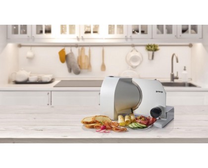 Скиборізка Gorenje, 100Вт, лезо-нержавіюча сталь, діаметр ножа-170мм, корпус-метал/пластик, сірий