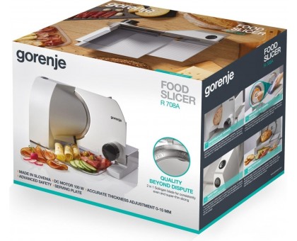 Скиборізка Gorenje, 100Вт, лезо-нержавіюча сталь, діаметр ножа-170мм, корпус-метал/пластик, сірий