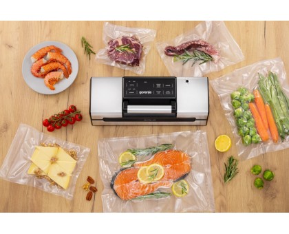 Вакууматор Gorenje для пакетів, 120Вт, 30см, електронне керування, +10 пакетів, нерж, чорний Вакууматор Gorenje для пакетів, 120Вт, 30см, електронне керування, +10 пакетів, нерж, чорний