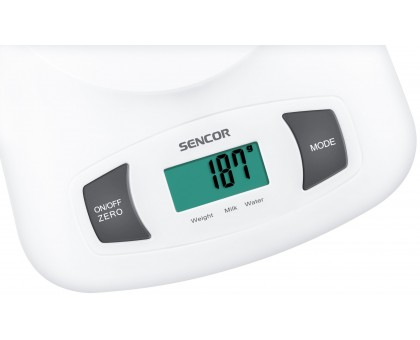 Ваги Sencor кухонні з чашею, 5кг, CR2032x1 в комплекті, пластик, білий