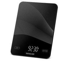 Ваги Sencor кухонні, 10кг, акумулятор 250mAh, USB-C, сенс. керув., скло, чорний