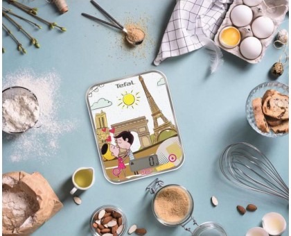 Ваги Tefal кухонні Optiss Decor, 5кг, AAAx2 в комплекті, скло, різнокольоровий