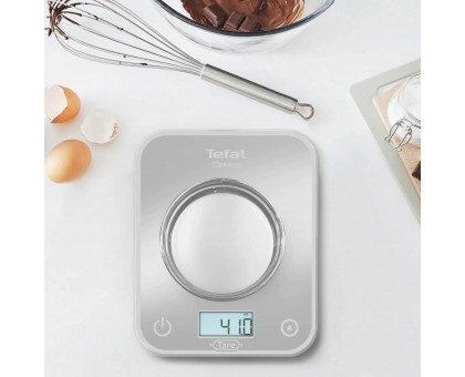 Весы Tefal BC50U4V0 кухонные Optiss, 5кг, AAAx2 в компл, стекло, серебро