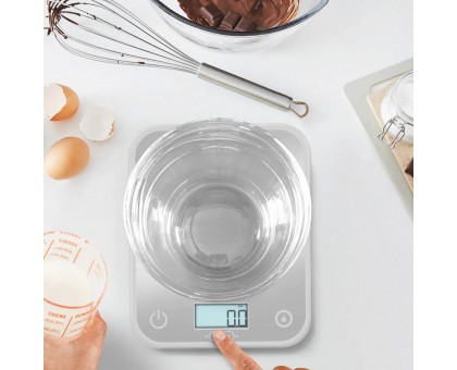 Весы Tefal BC50U4V0 кухонные Optiss, 5кг, AAAx2 в компл, стекло, серебро