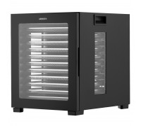Сушарка для продуктів  Ardesto FDB-1242, 850Вт, піддонів -12x3см, макс-70°С, таймер, електр. управління, нерж., чорний